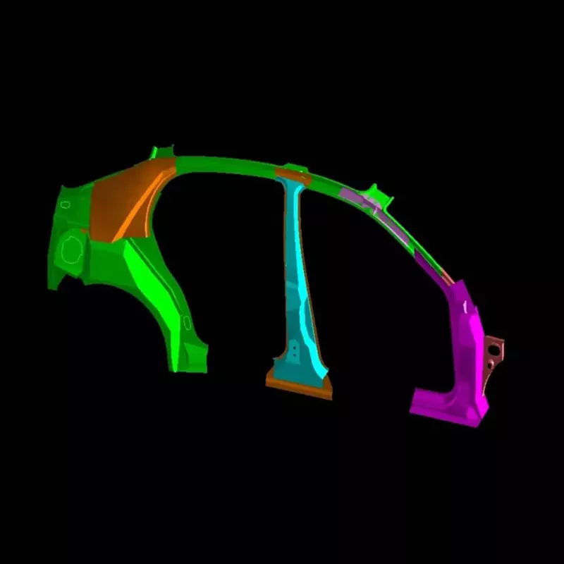 Automozioen alboko panelaren barruko muntaia estanpatzeko trokelak